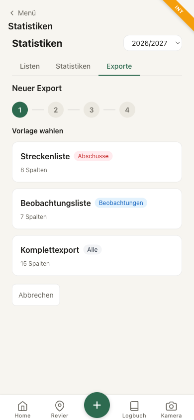 Export-Wizard mit Vorlagen