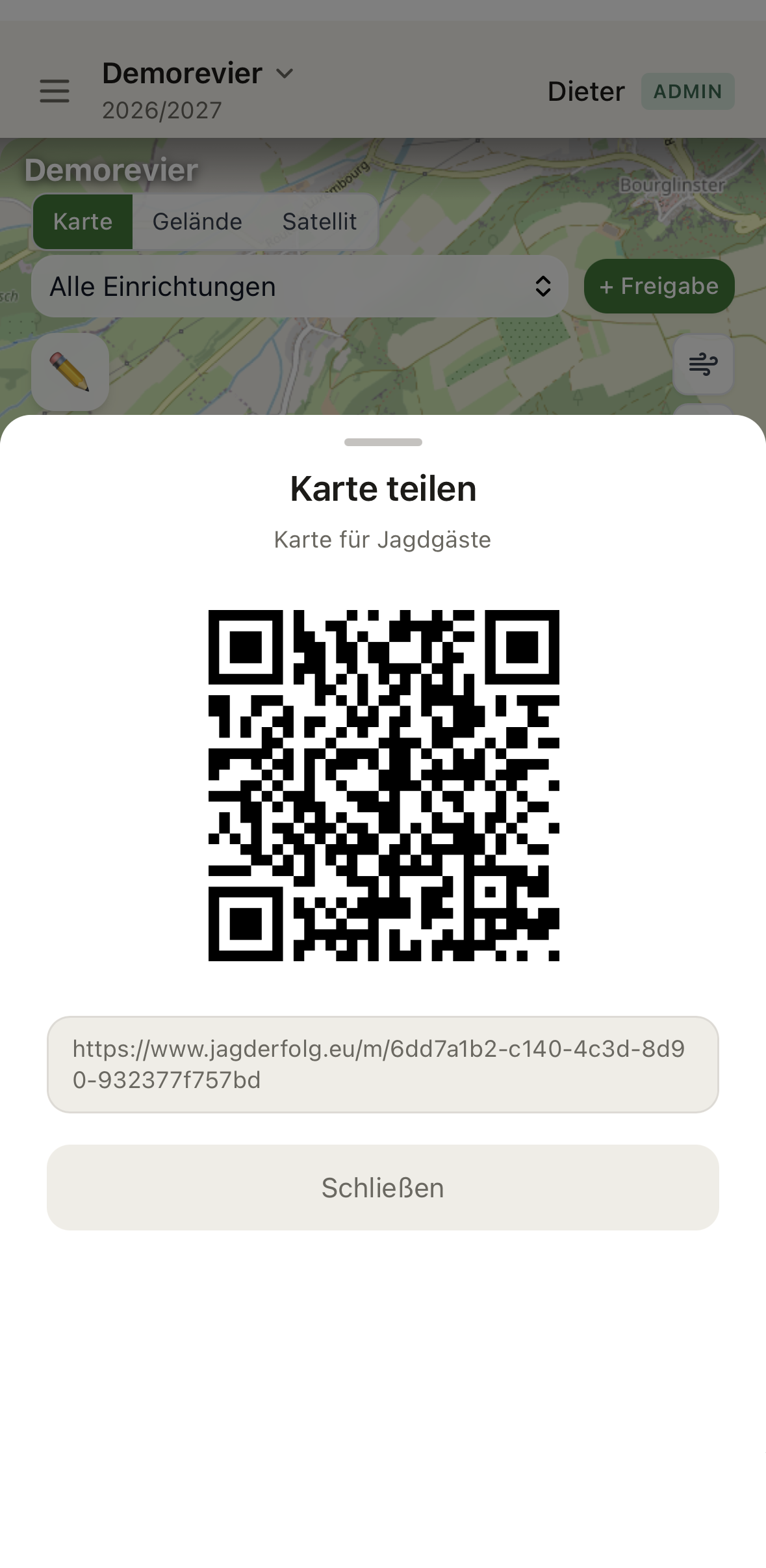 Kartenfreigabe mit QR-Code